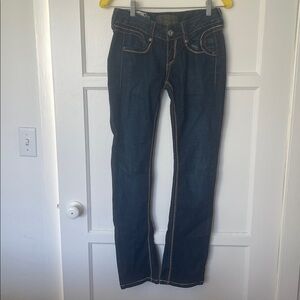 Adorable Blue Tattoo Denim Jeans with rose embroidery